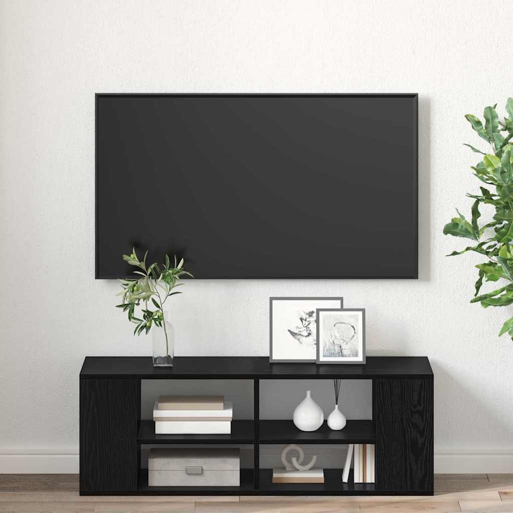 Vegghengt Tv Skap Svart Eik 102 X 35 X 35 Cm Konstruert Tre