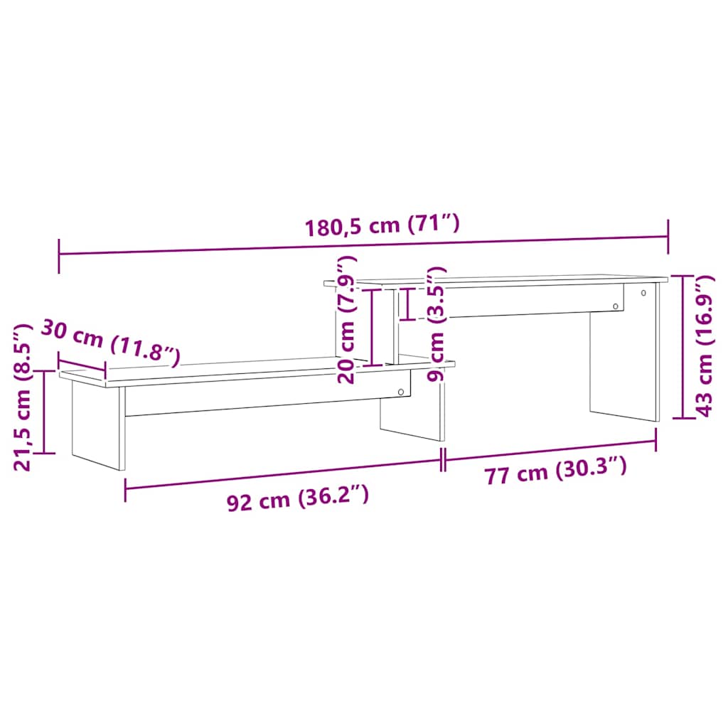 Tv-Benksett Artisan Eik 180 X 30 X 43 Cm Konstruert Tre
