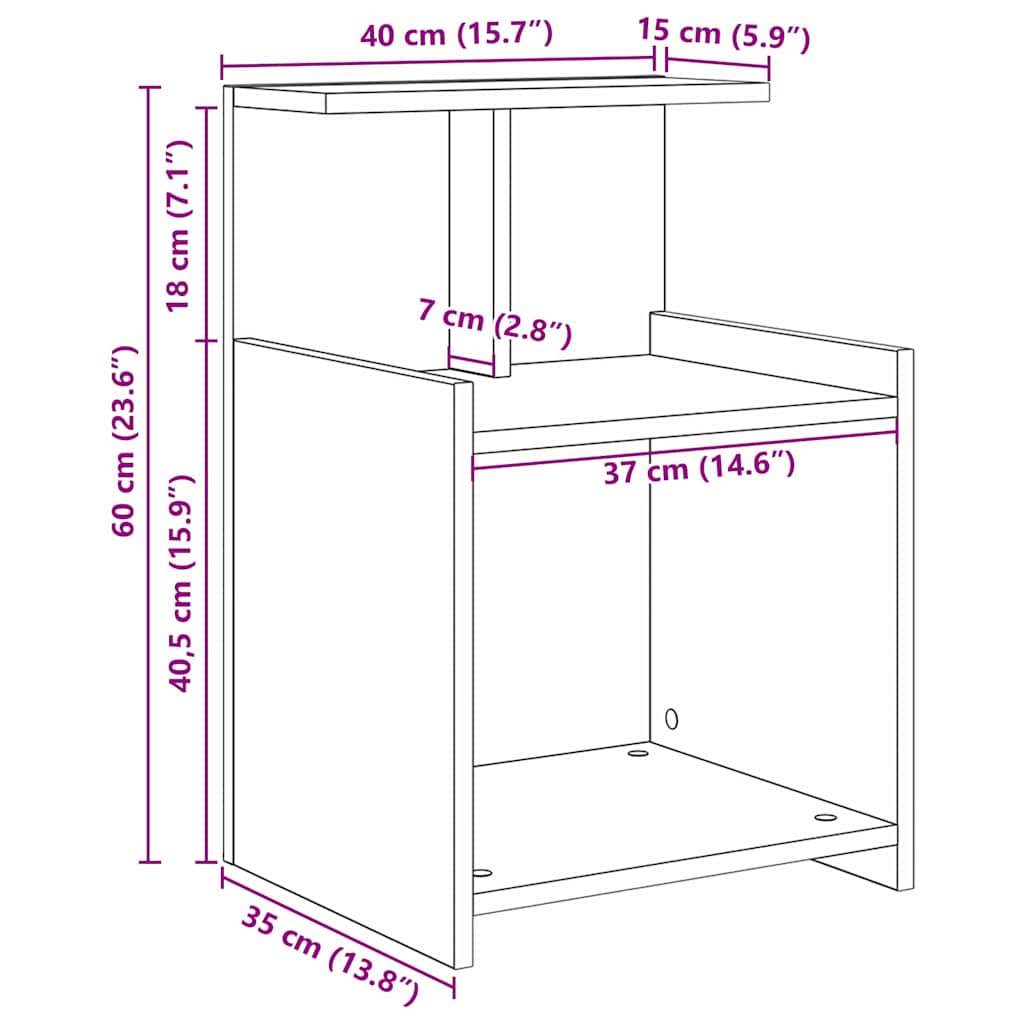Nattbordskap Gammelt Tre 40 X 35 X 60 Cm Konstruert Tre