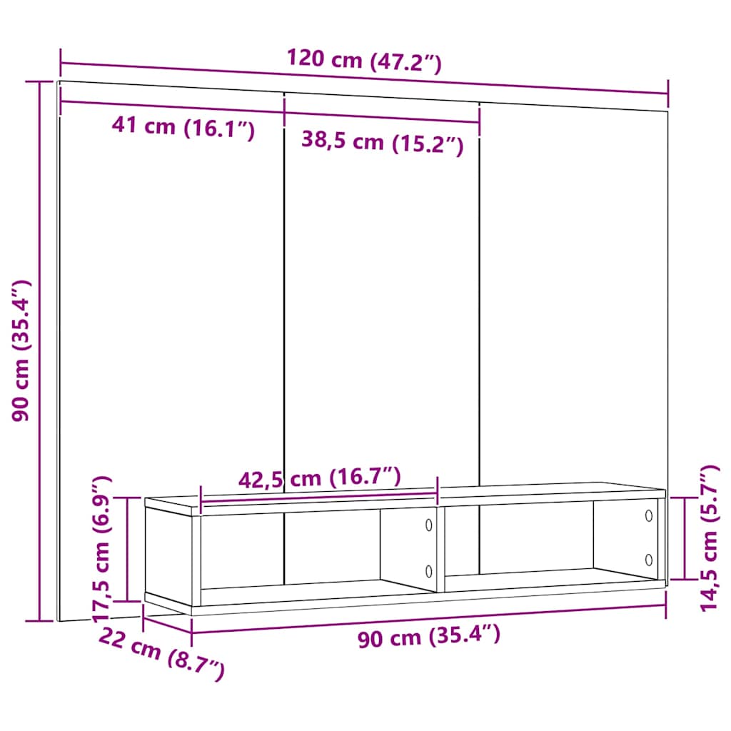 Tv-Benksett Artisan Eik 120 X 23,5 X 90 Cm Konstruert Tre