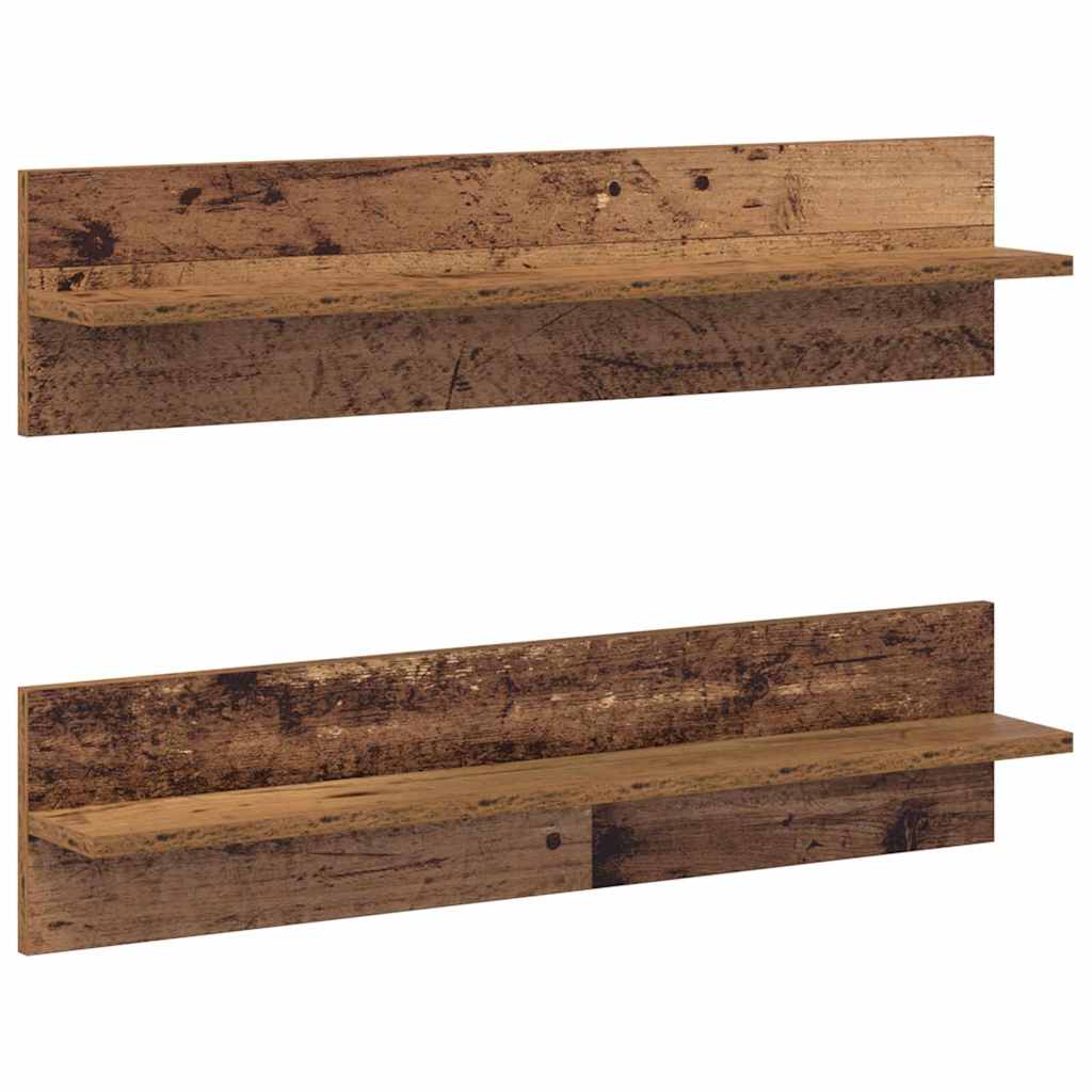 Vegghylle 2 Pcs Gamle Tre 80 X 11,5 X 18 Cm Konstruert Tre
