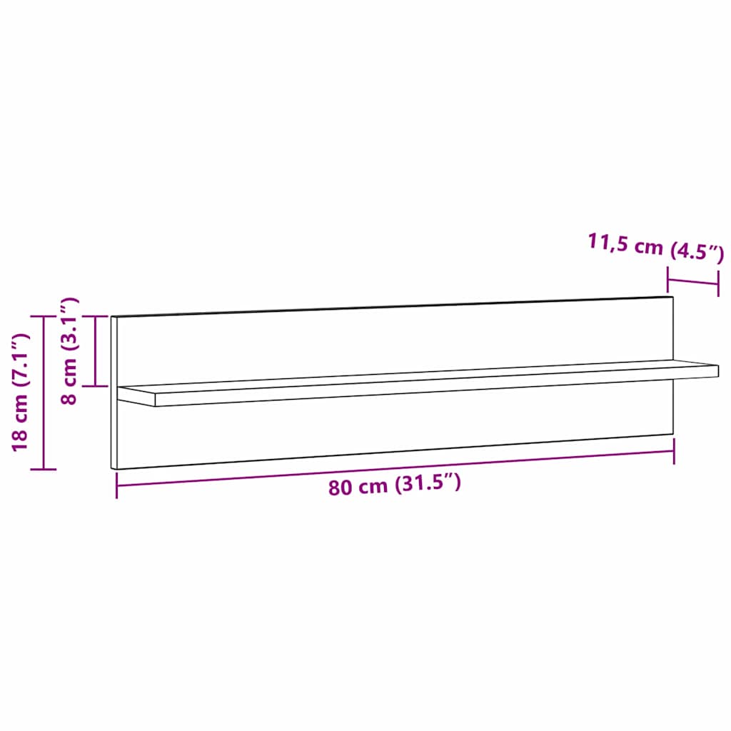 Vegghylle 2 Pcs Gamle Tre 80 X 11,5 X 18 Cm Konstruert Tre