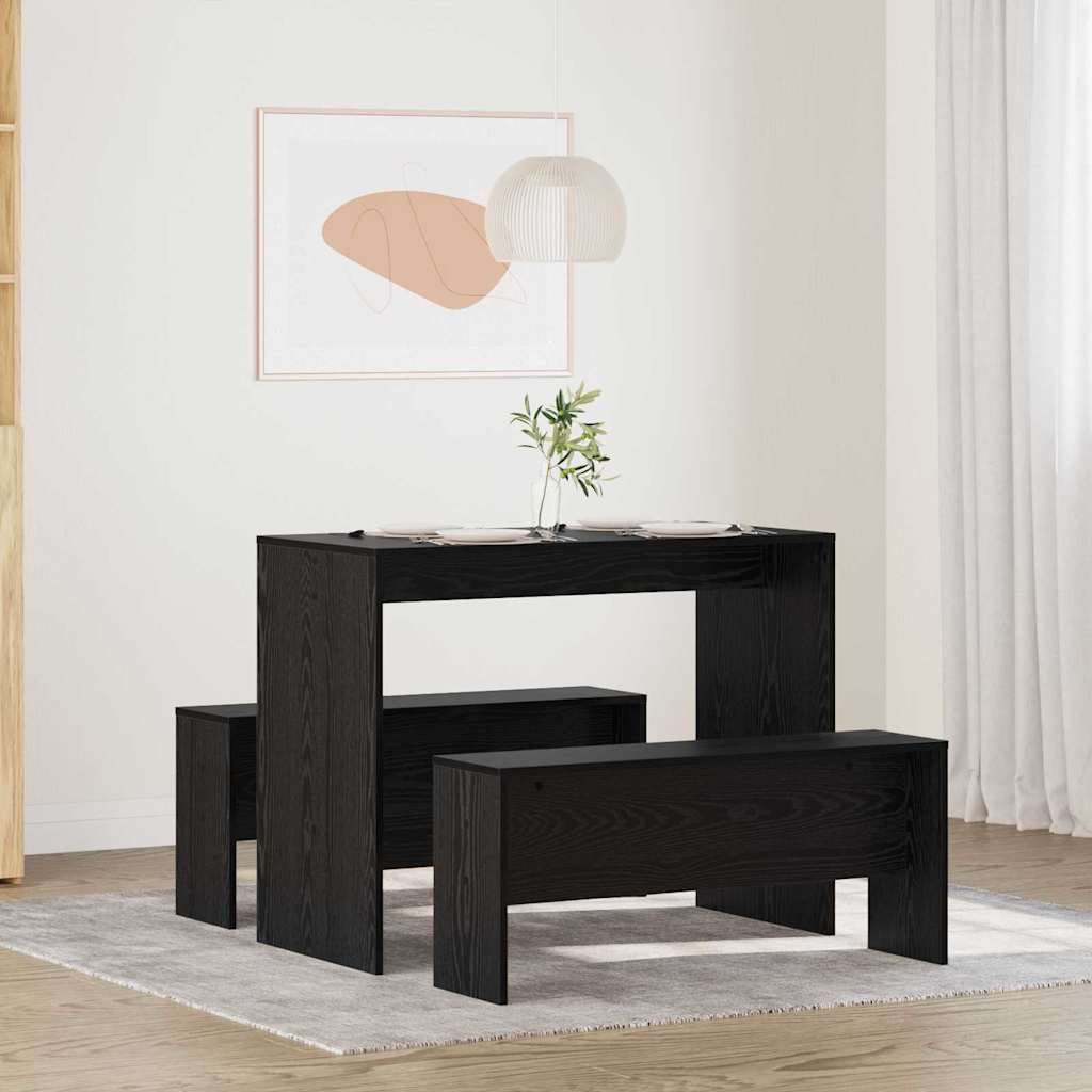 Spisestuesett 2 Pcs Svart Eik Konstruert Tre