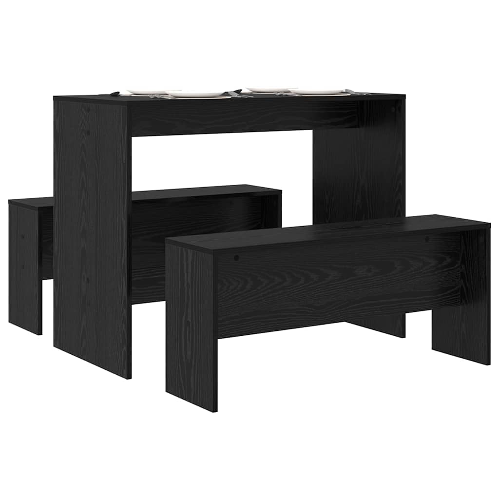 Spisestuesett 2 Pcs Svart Eik Konstruert Tre
