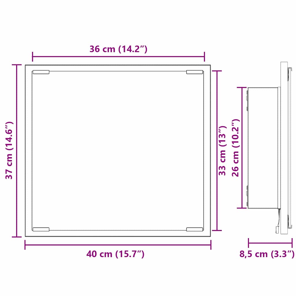 Led Badevindu Artisan Eik 40 X 37 X 8.5 Cm Konstruert Tre