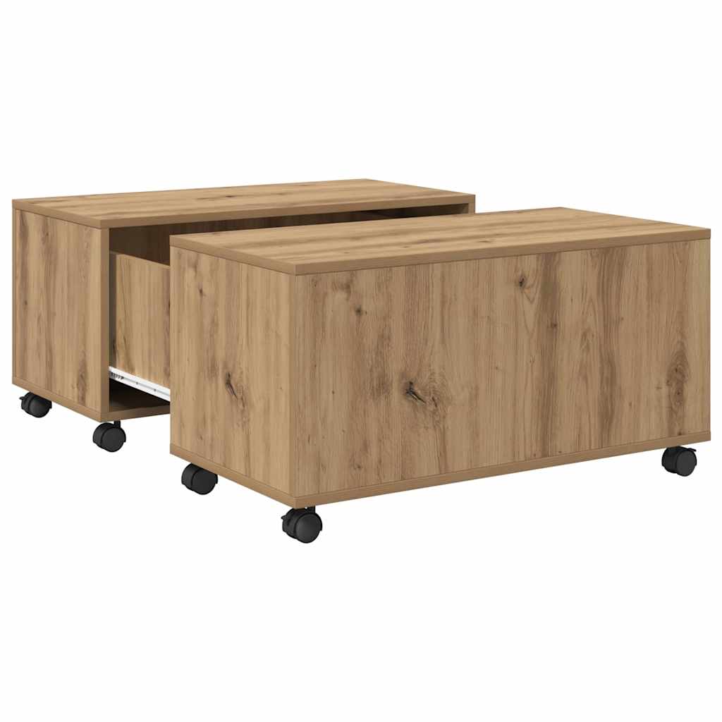 Kaffebord Med Skuff Artisan Eik 75 X 75 X 38 Cm Konstruert Tre