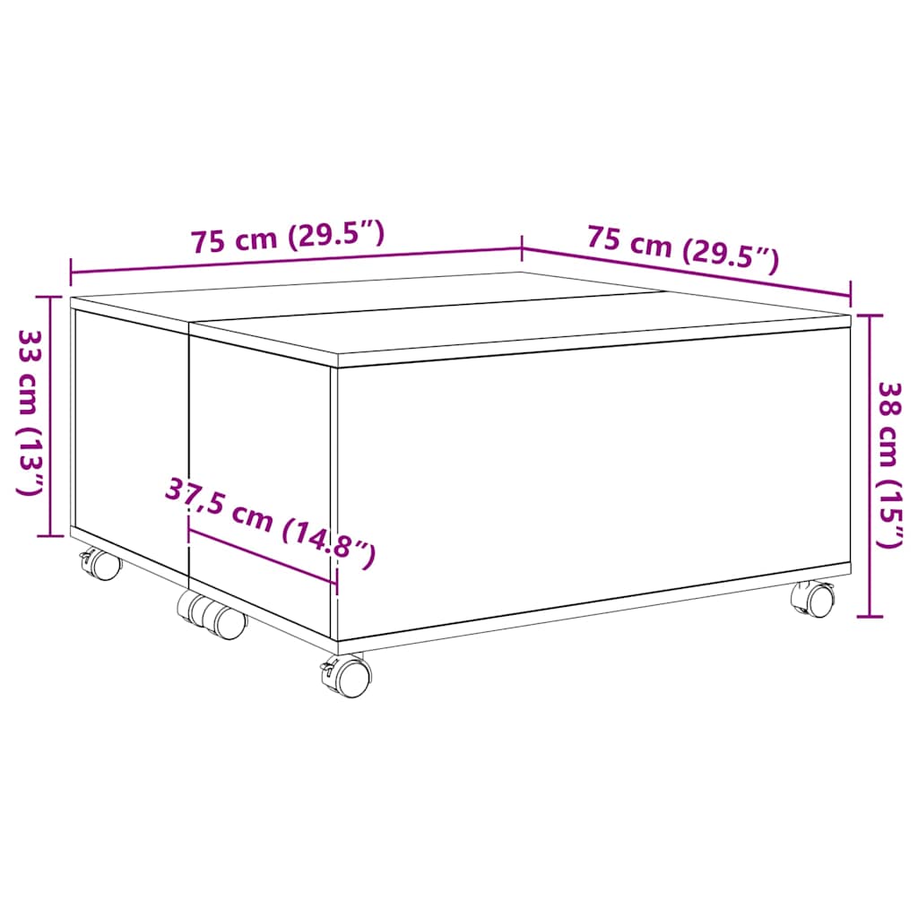 Kaffebord Med Skuff Artisan Eik 75 X 75 X 38 Cm Konstruert Tre