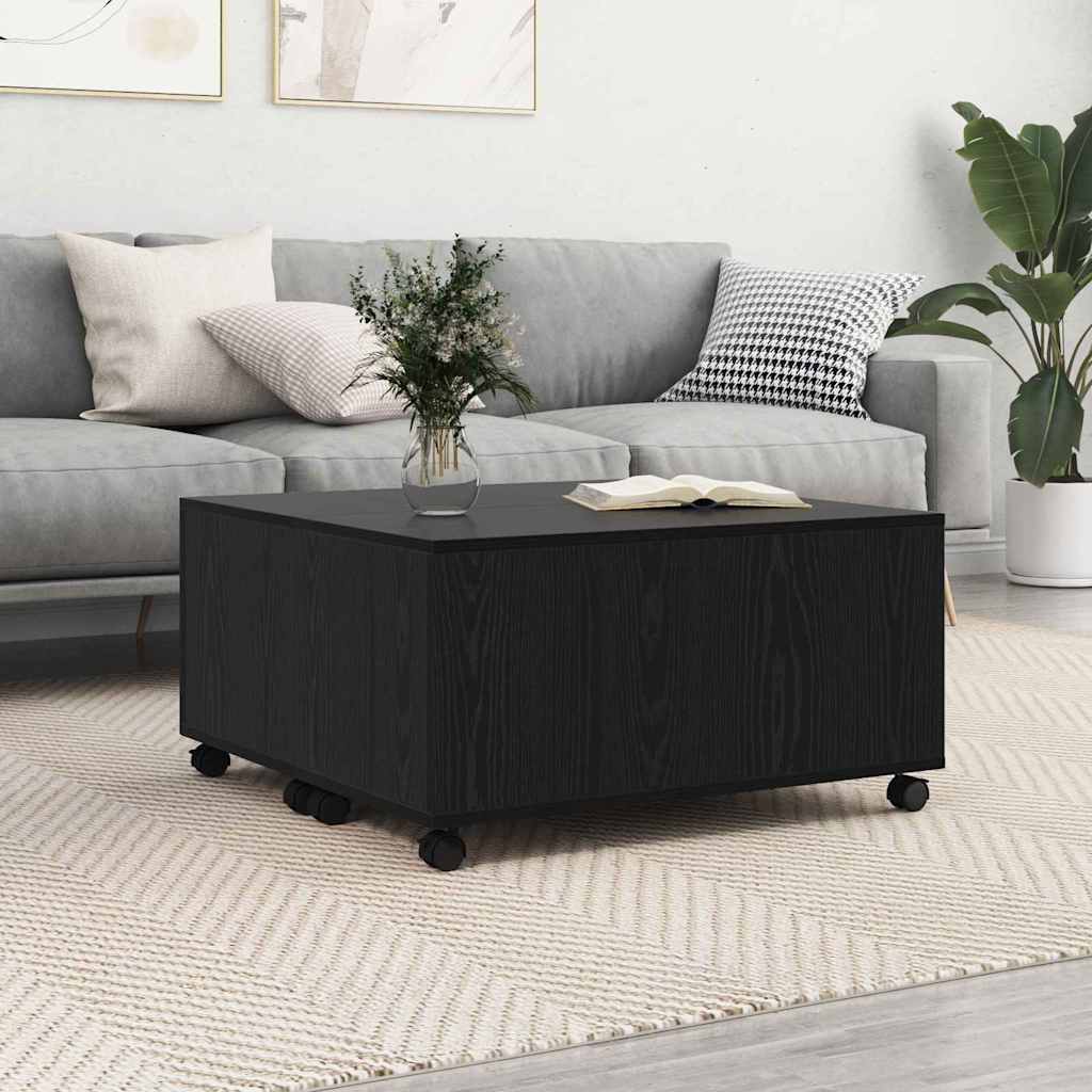 Kaffebord Med Skuff Svart Eik 75 X 75 X 38 Cm Konstruert Tre