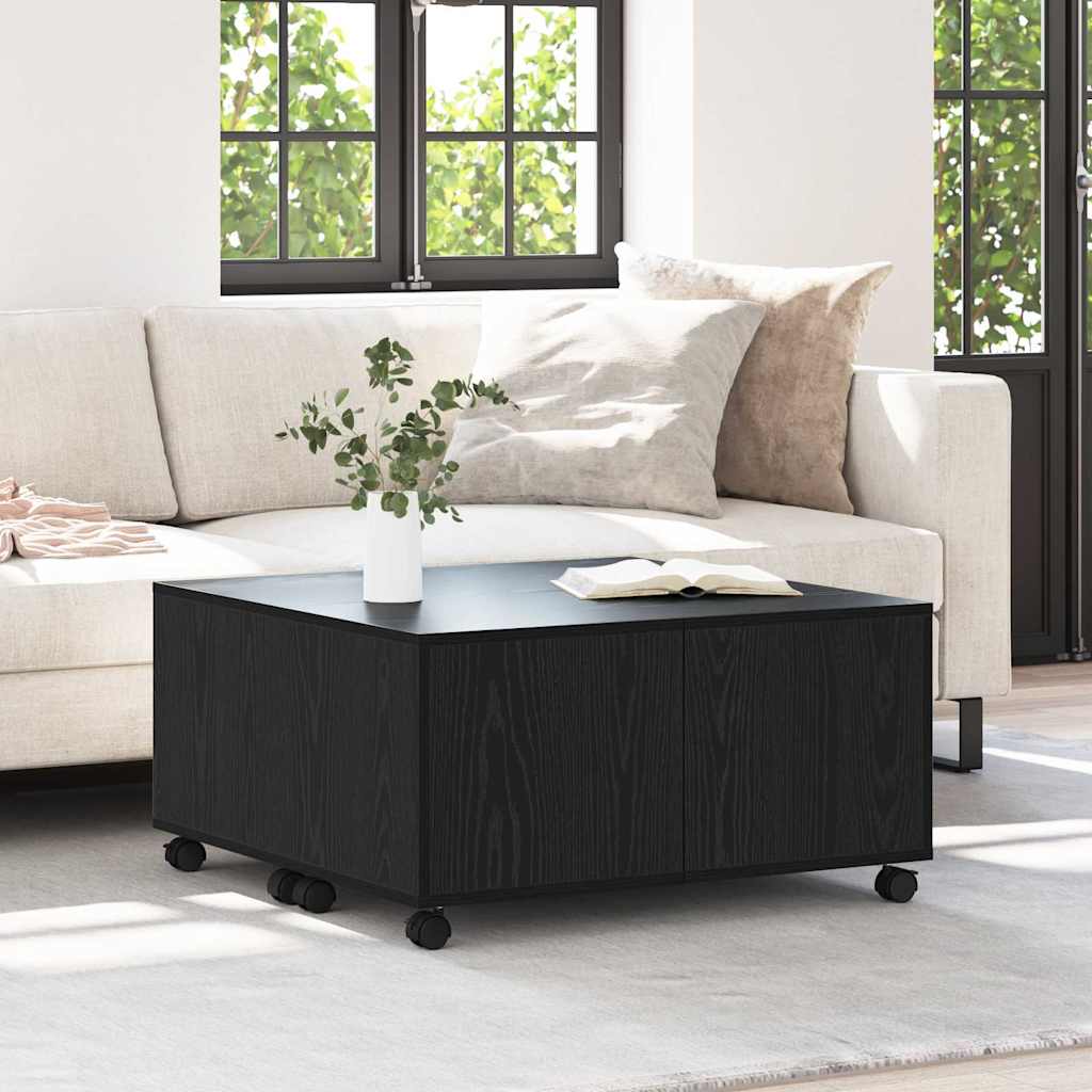 Kaffebord Med Skuff Svart Eik 75 X 75 X 38 Cm Konstruert Tre