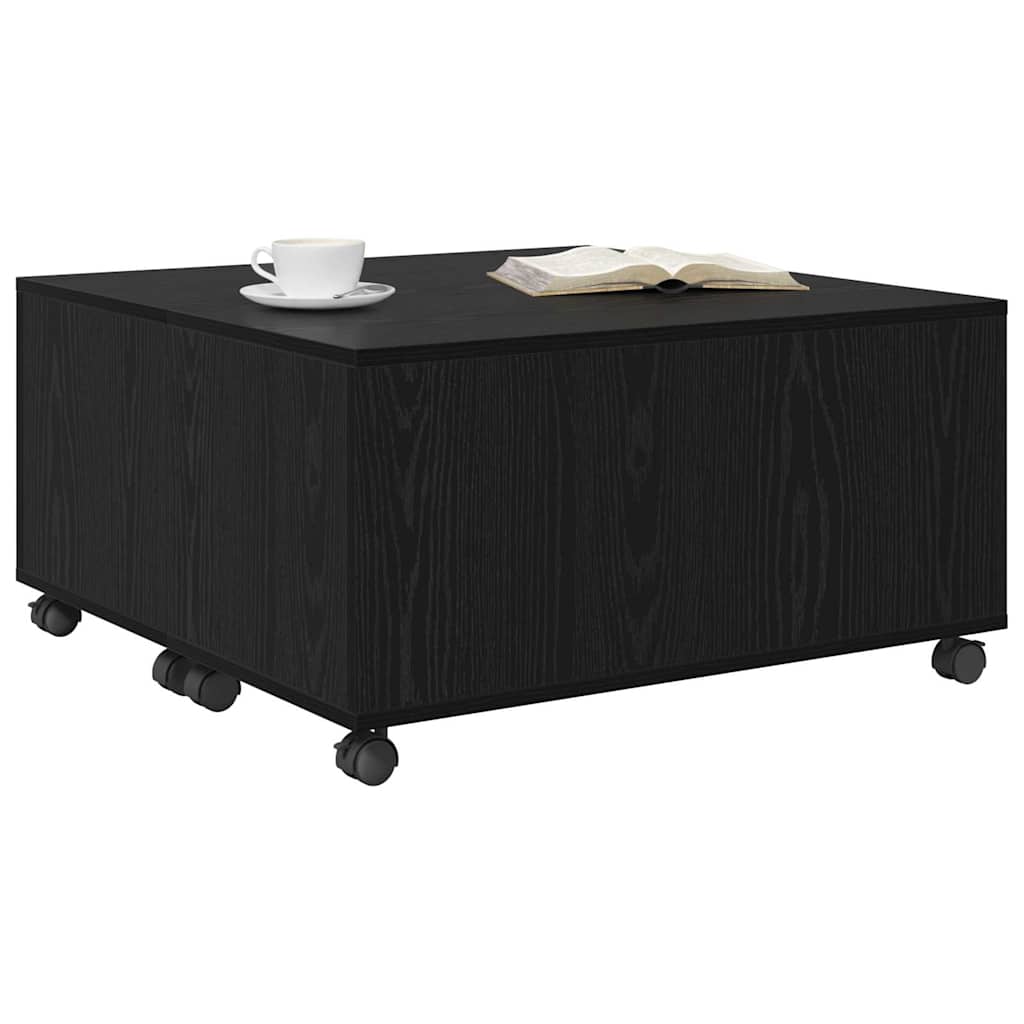 Kaffebord Med Skuff Svart Eik 75 X 75 X 38 Cm Konstruert Tre