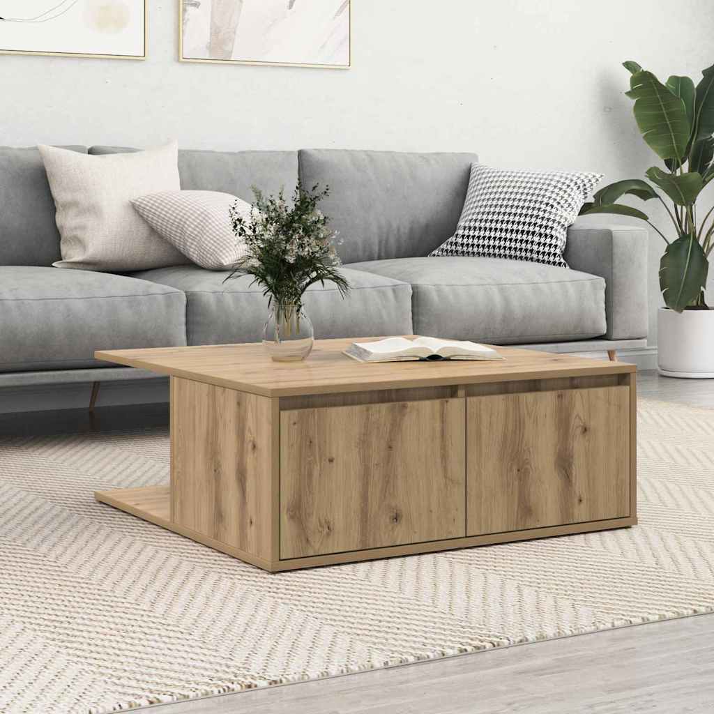 Kaffebord Med Skuff Artisan Eik 80 X 80 X 31 Cm Konstruert Tre
