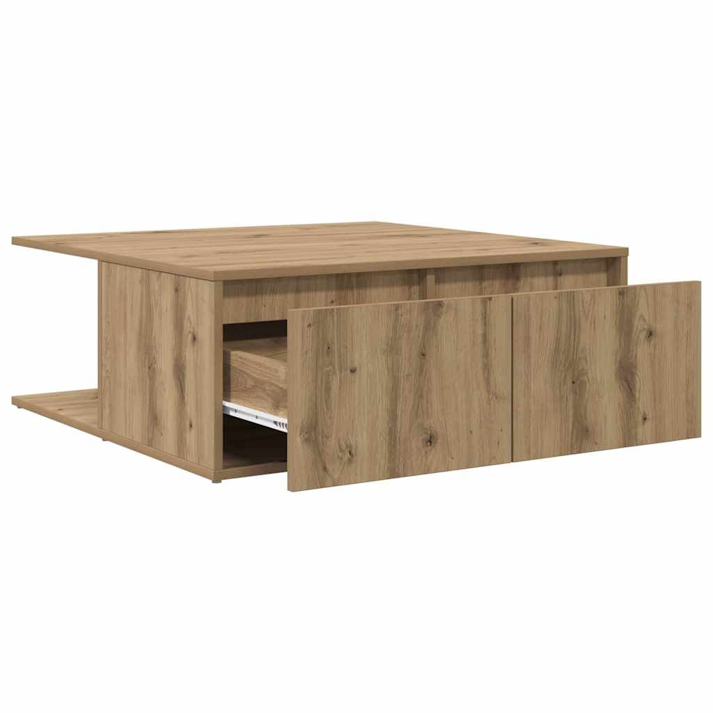 Kaffebord Med Skuff Artisan Eik 80 X 80 X 31 Cm Konstruert Tre