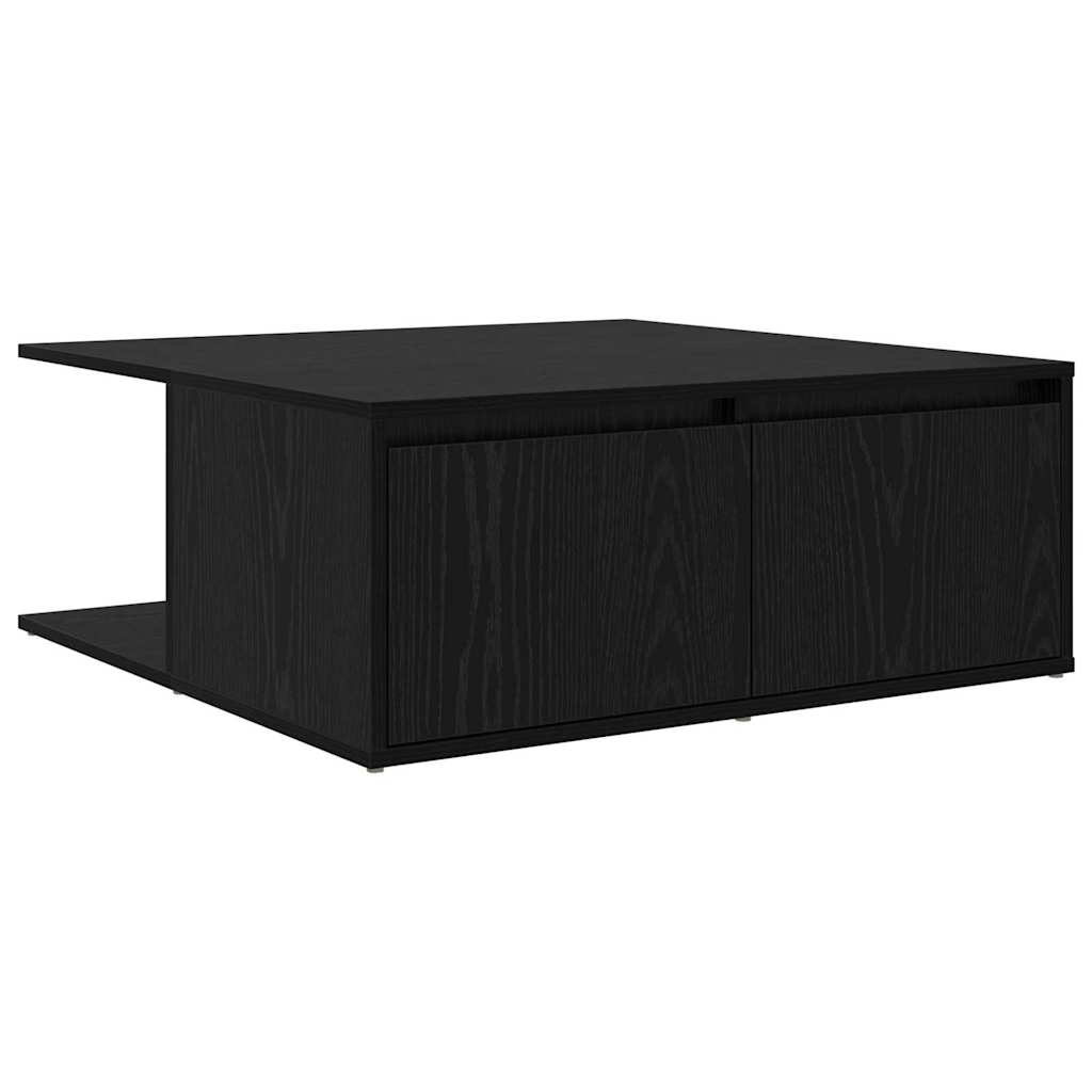 Kaffebord Med Skuff Svart Eik 80 X 80 X 31 Cm Konstruert Tre