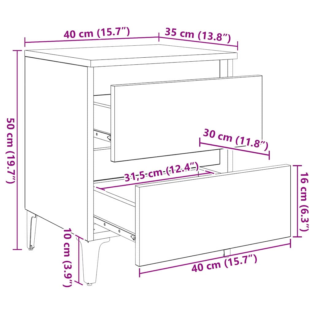 Nattbordskap Gammelt Tre 40 X 35 X 50 Cm Konstruert Tre