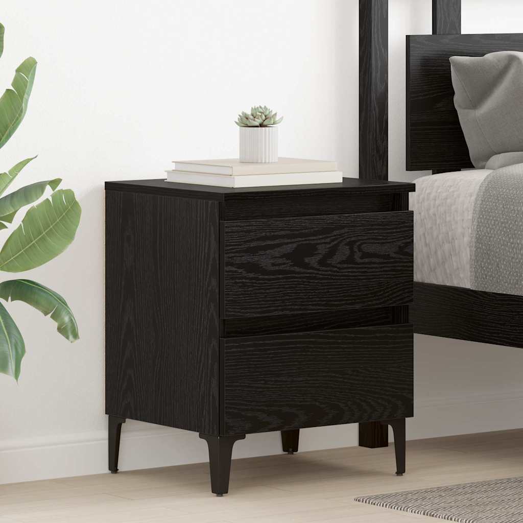 Nattbordskap Svart Eik 40 X 35 X 50 Cm Konstruert Tre