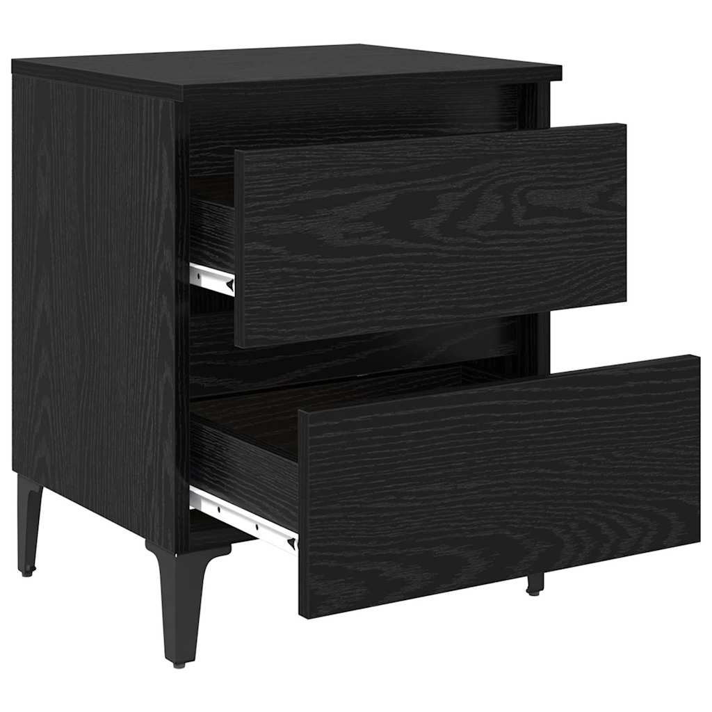 Nattbordskap Svart Eik 40 X 35 X 50 Cm Konstruert Tre