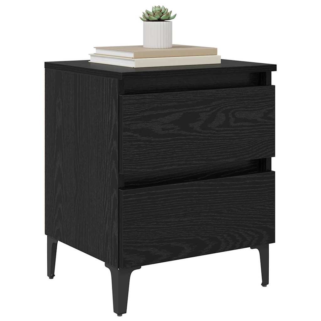 Nattbordskap Svart Eik 40 X 35 X 50 Cm Konstruert Tre