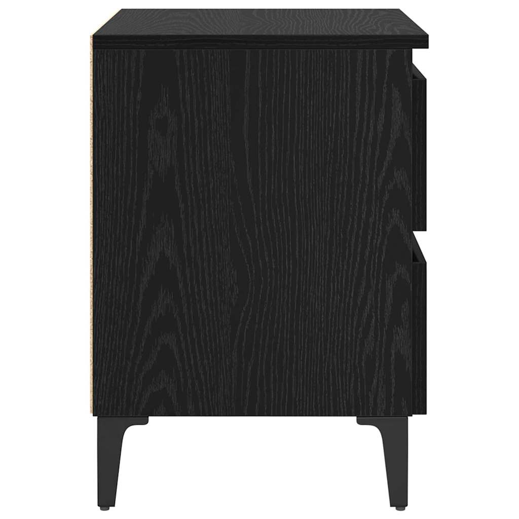 Nattbordskap Svart Eik 40 X 35 X 50 Cm Konstruert Tre