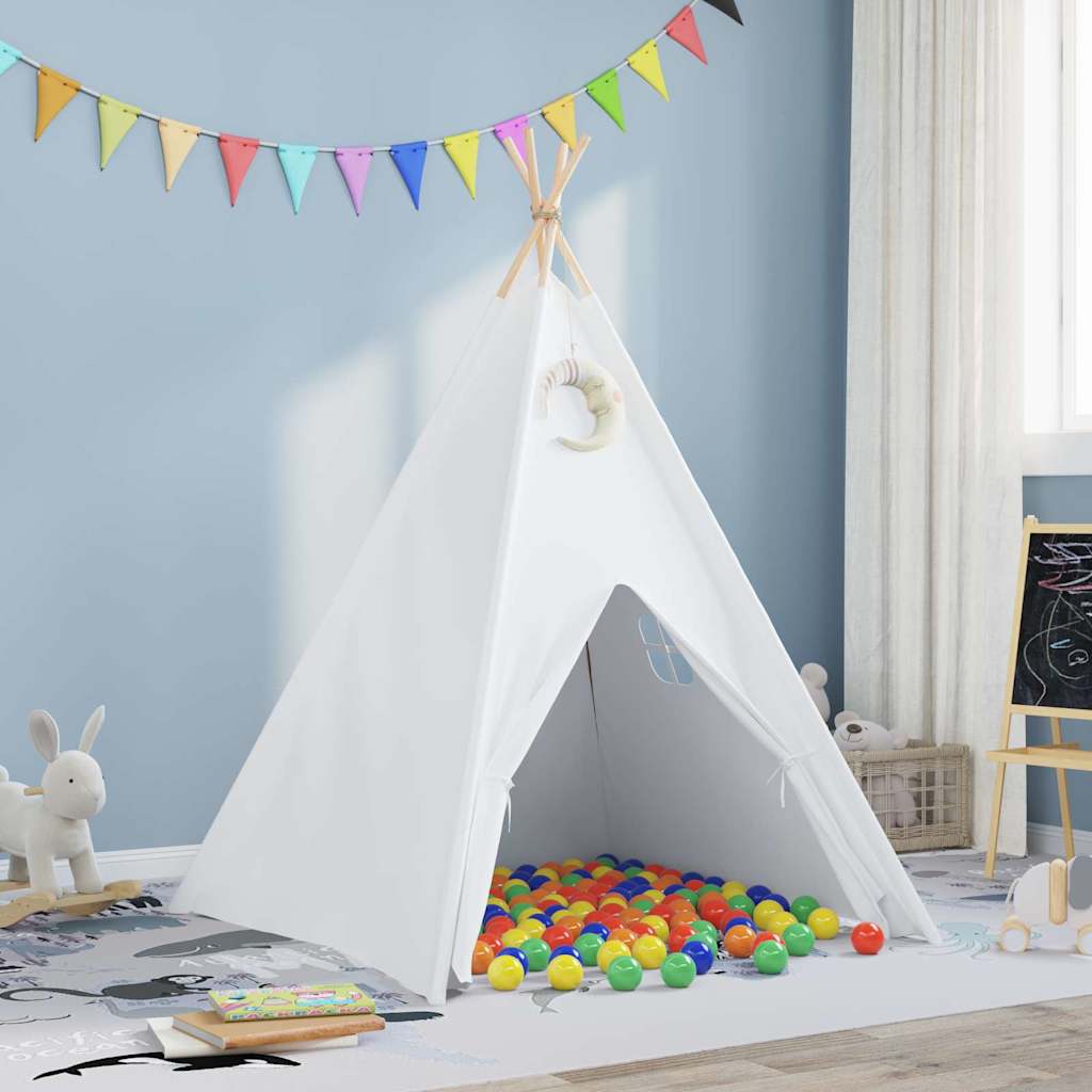 Teepee Telt Hvit 120 X 120 X 150 Cm Stoff Og Plast