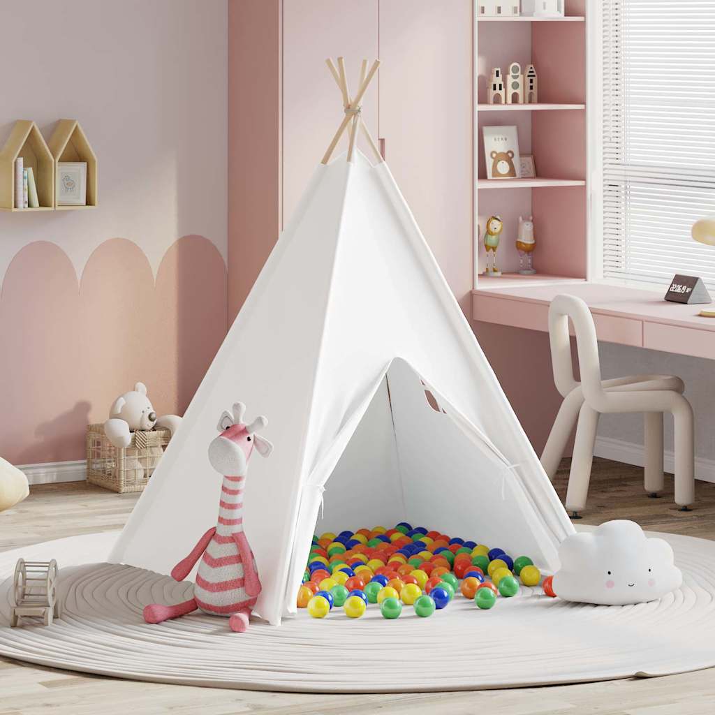 Teepee Telt Hvit 120 X 120 X 150 Cm Stoff Og Plast
