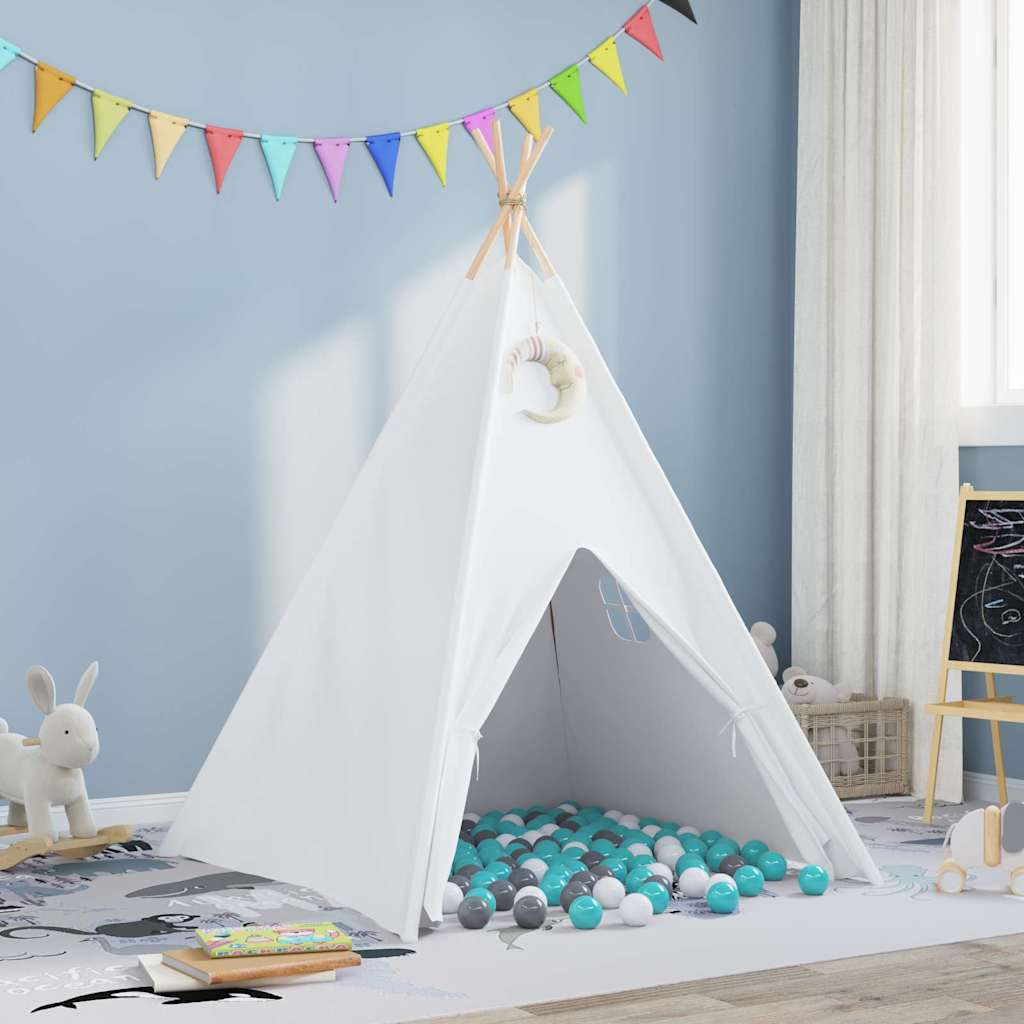 Teepee Telt Hvit 120 X 120 X 150 Cm Stoff Og Plast