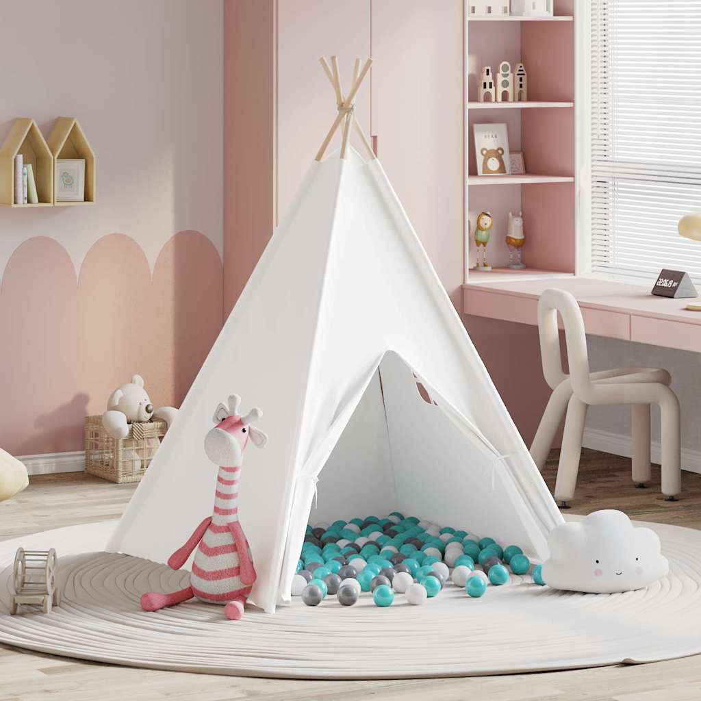 Teepee Telt Hvit 120 X 120 X 150 Cm Stoff Og Plast