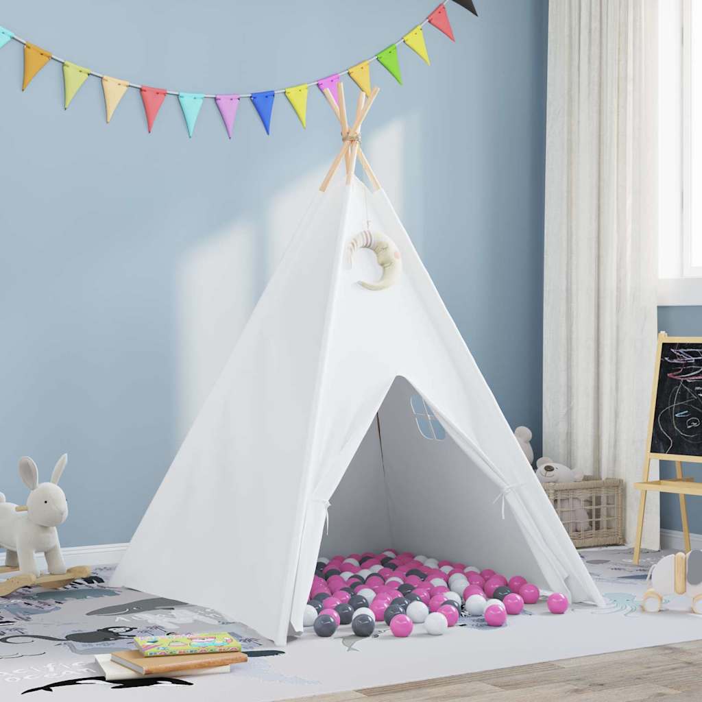 Teepee Telt Hvit 120 X 120 X 150 Cm Stoff Og Plast