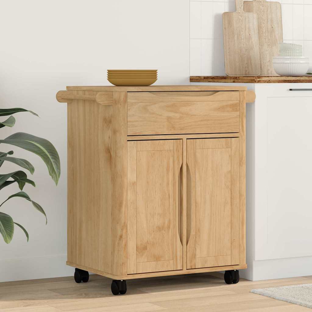 Kjøkkenvogn Floro Vokset Brun 72,5 X 45 X 80 Cm Massiv Furu