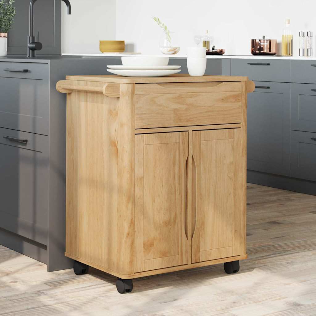 Kjøkkenvogn Floro Vokset Brun 72,5 X 45 X 80 Cm Massiv Furu