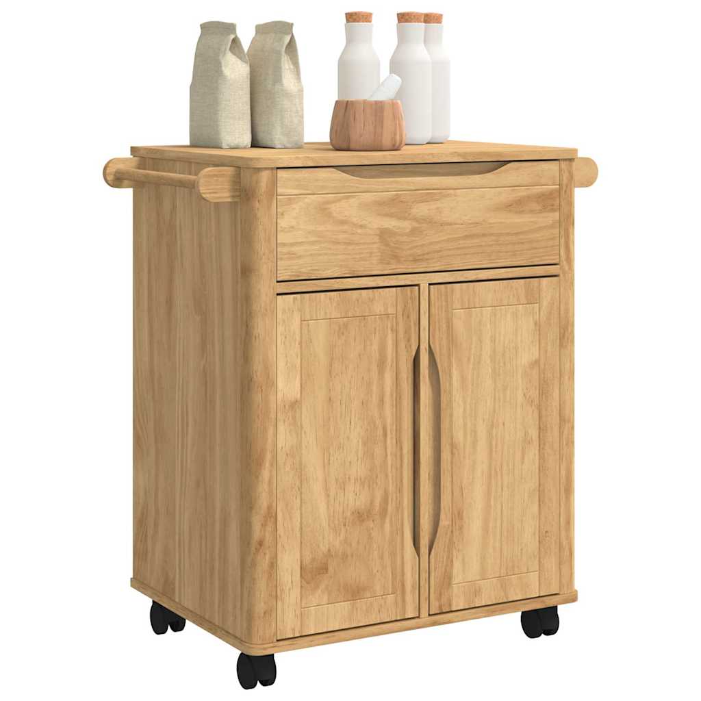 Kjøkkenvogn Floro Vokset Brun 72,5 X 45 X 80 Cm Massiv Furu