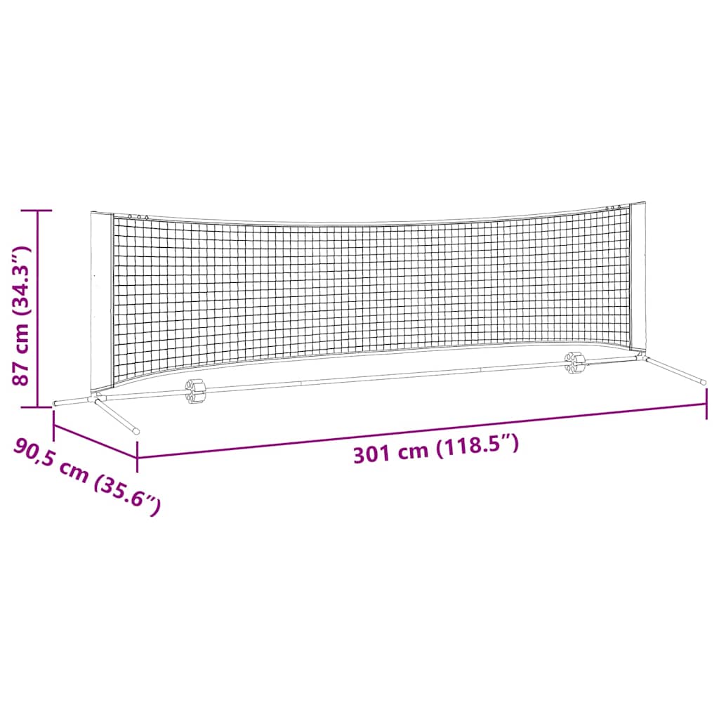 Tennis Nett Svart Og Rød 301 X 90,5 X 87 Cm Polyester