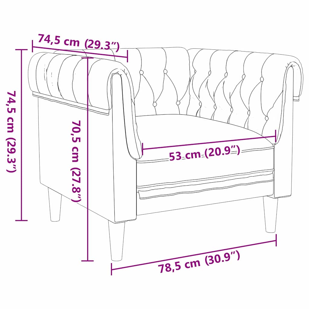 Sofa Lysegrå 78,5 X 74,5 X 74,5 Cm Polyester