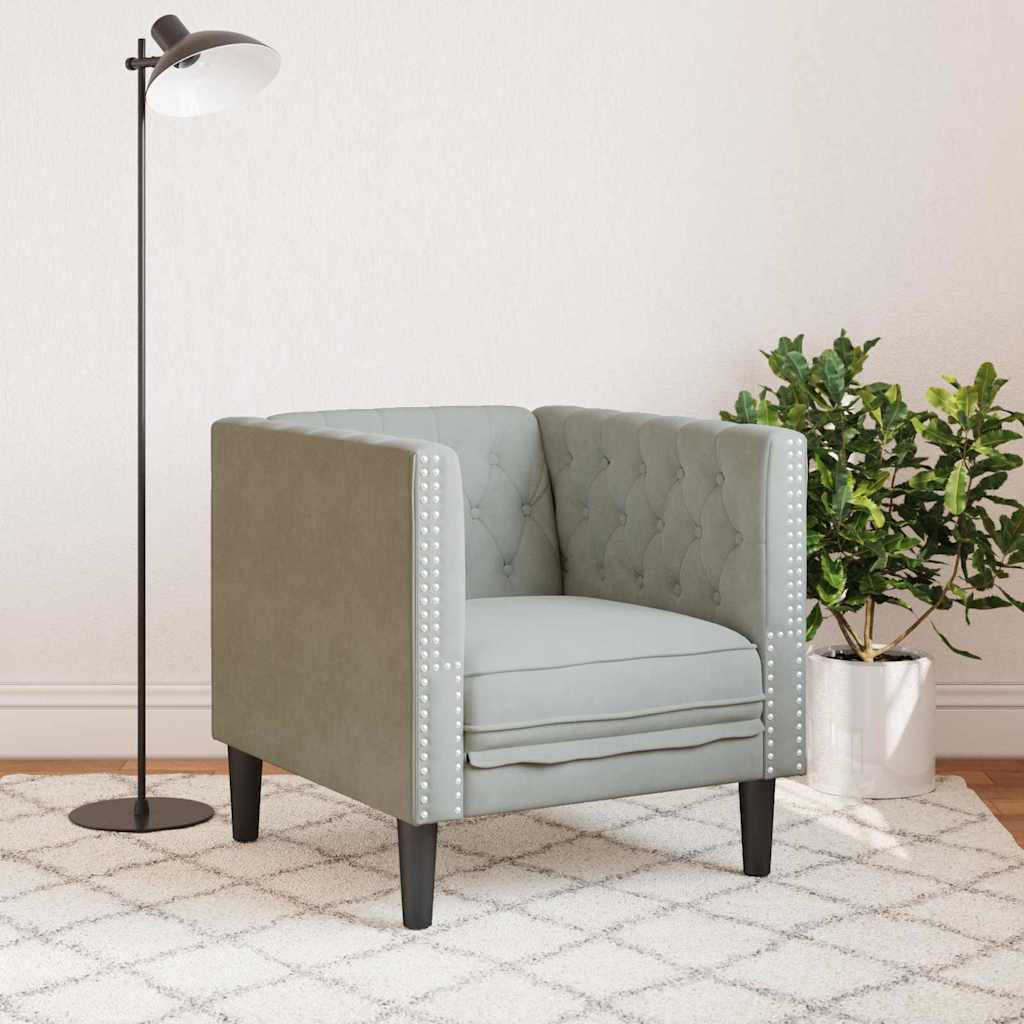 Sofa Lysegrå 74,5 X 71 X 70,5 Cm Fløyel