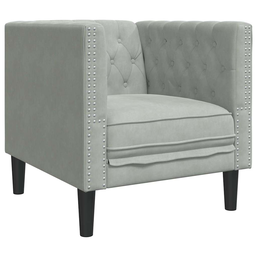 Sofa Lysegrå 74,5 X 71 X 70,5 Cm Fløyel