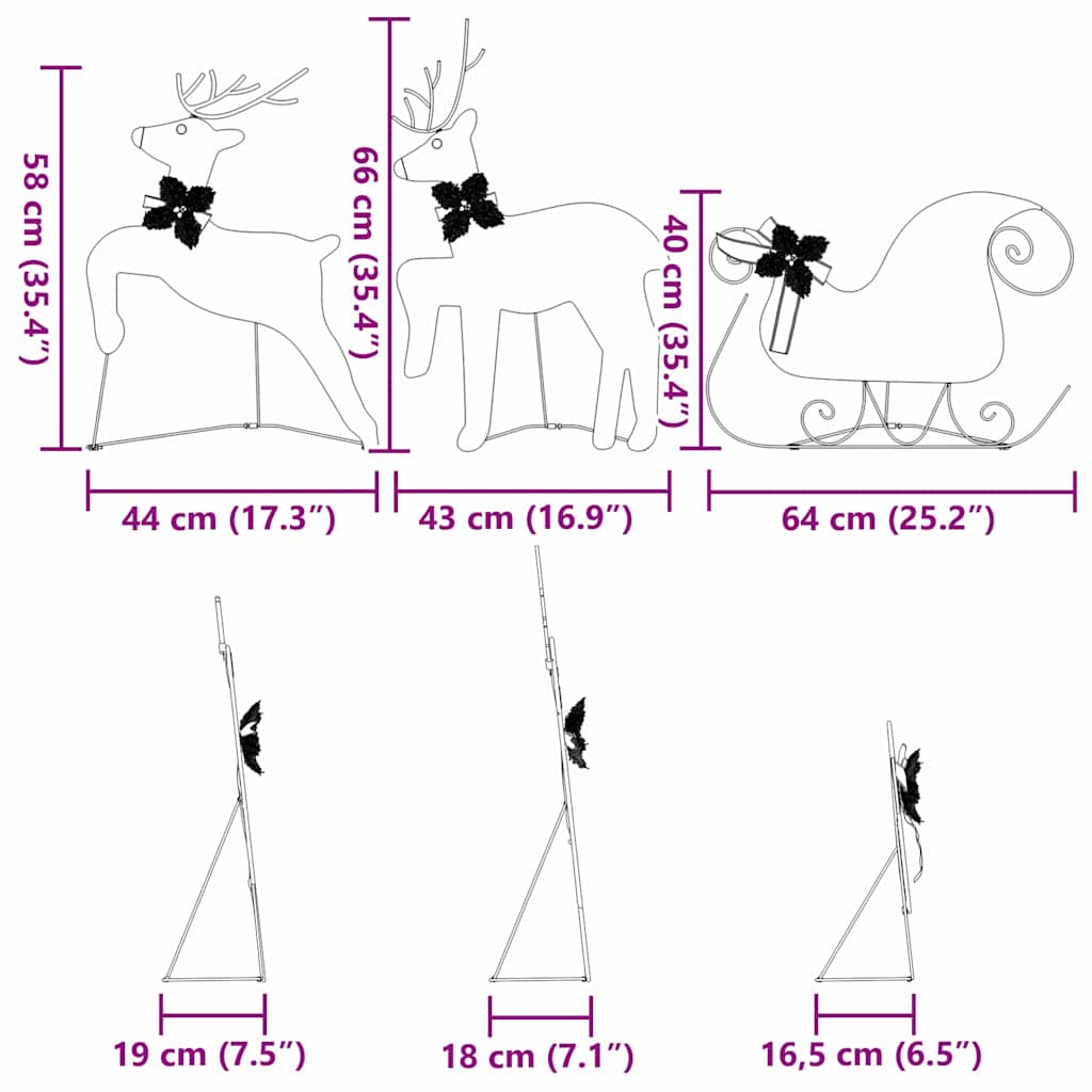 Led Reinsdyr 3 Pcs Varmhvit Stoff