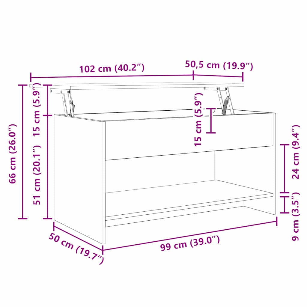 Kaffebord Artisan Eik 80 X 50,5 X 41,5 Cm Konstruert Tre