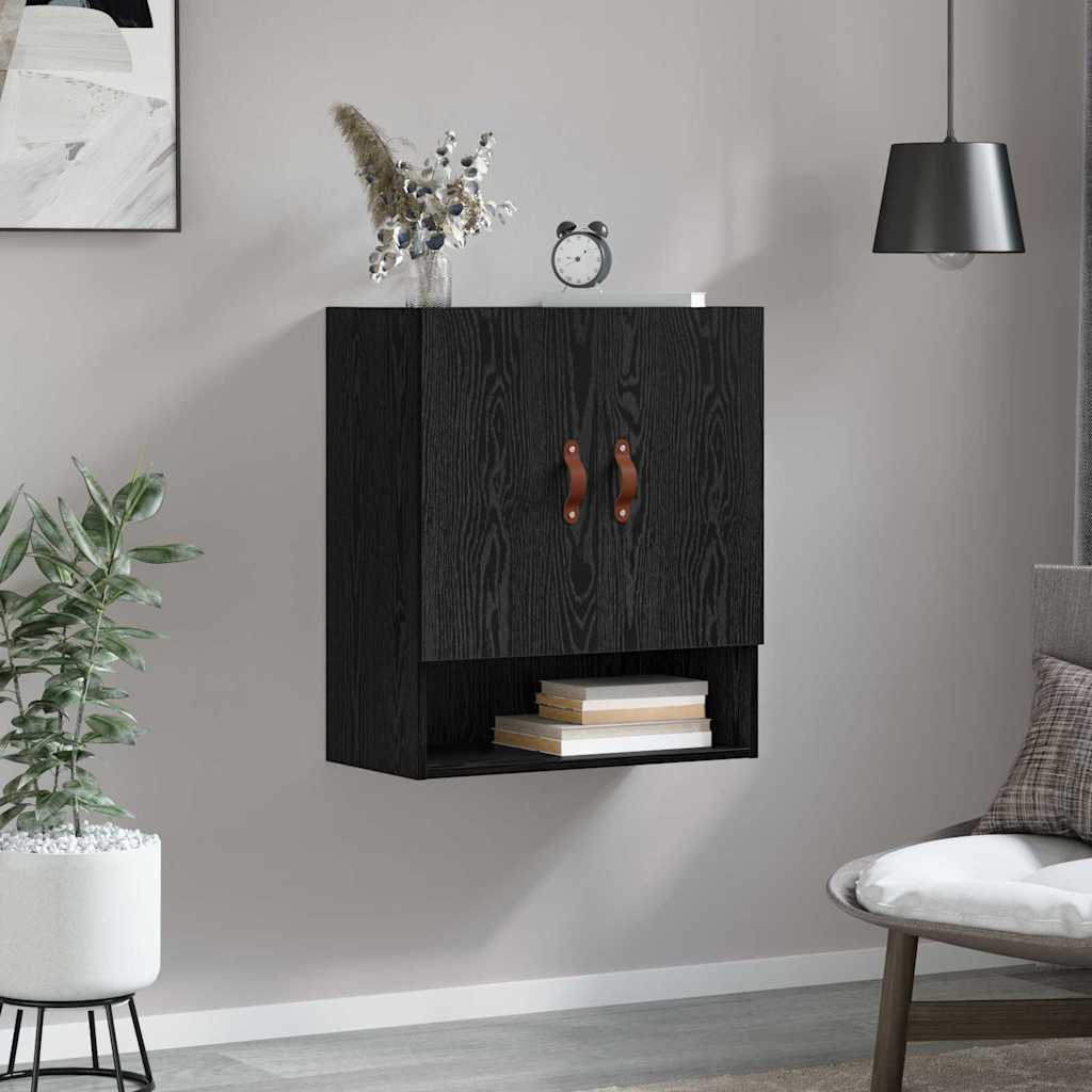Veggskap Veggmontert Svart Eik 60 X 31 X 70 Cm Konstruert Tre