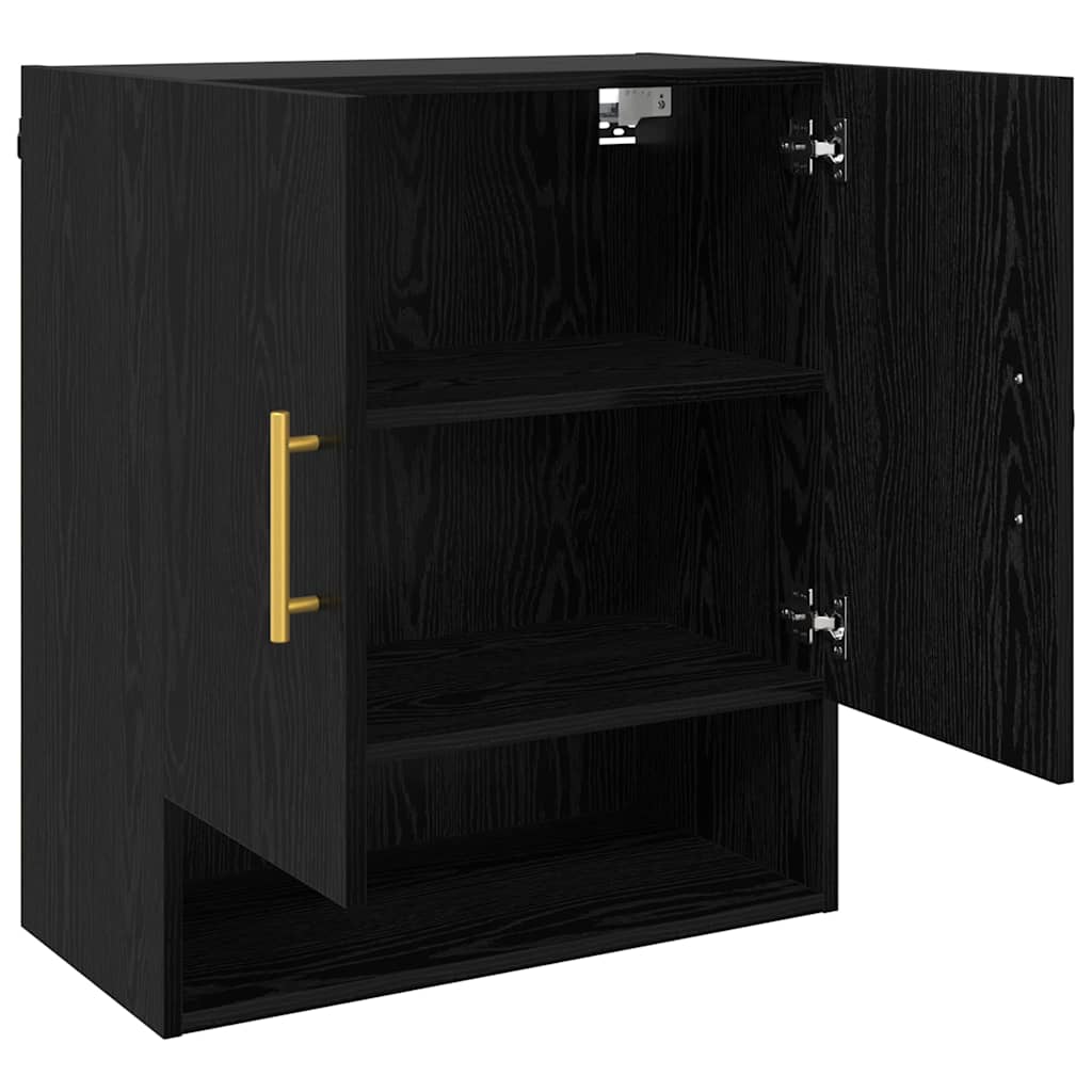 Veggskap Veggmontert Svart Eik 60 X 31 X 70 Cm Konstruert Tre