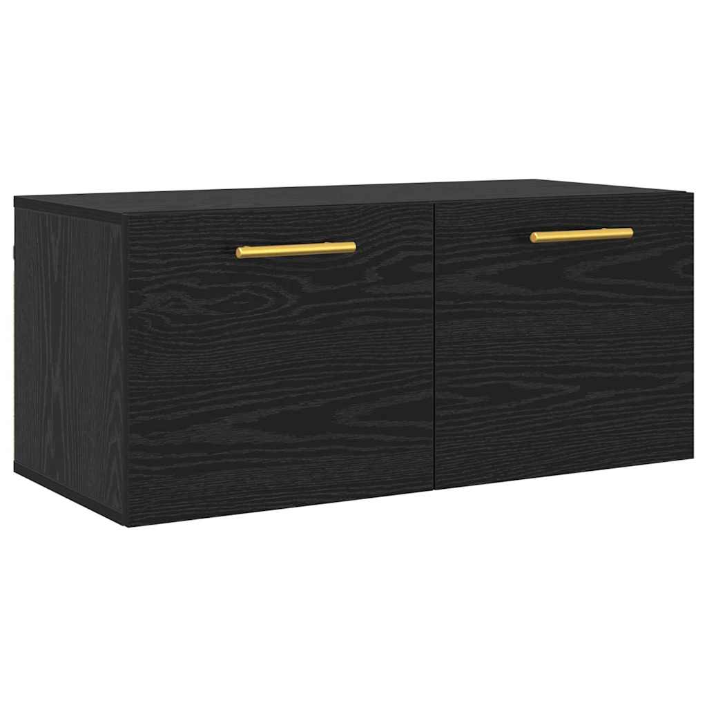 Veggskap Veggmontert Svart Eik 80 X 36.5 X 35 Cm Konstruert Tre