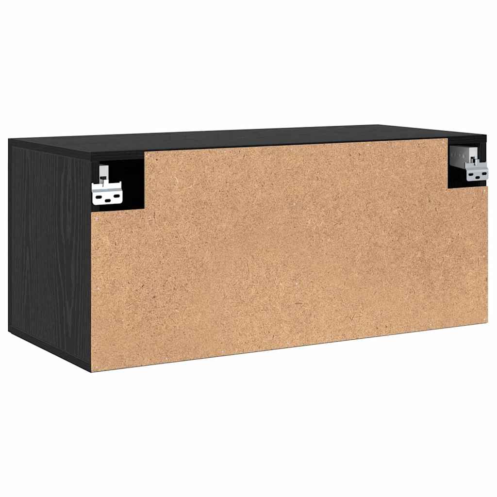 Veggskap Veggmontert Svart Eik 80 X 36.5 X 35 Cm Konstruert Tre