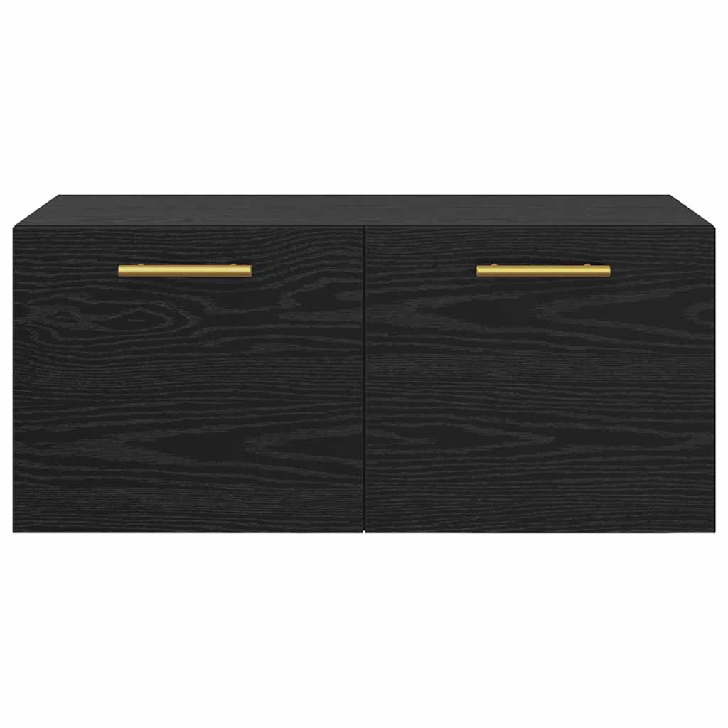 Veggskap Veggmontert Svart Eik 80 X 36.5 X 35 Cm Konstruert Tre