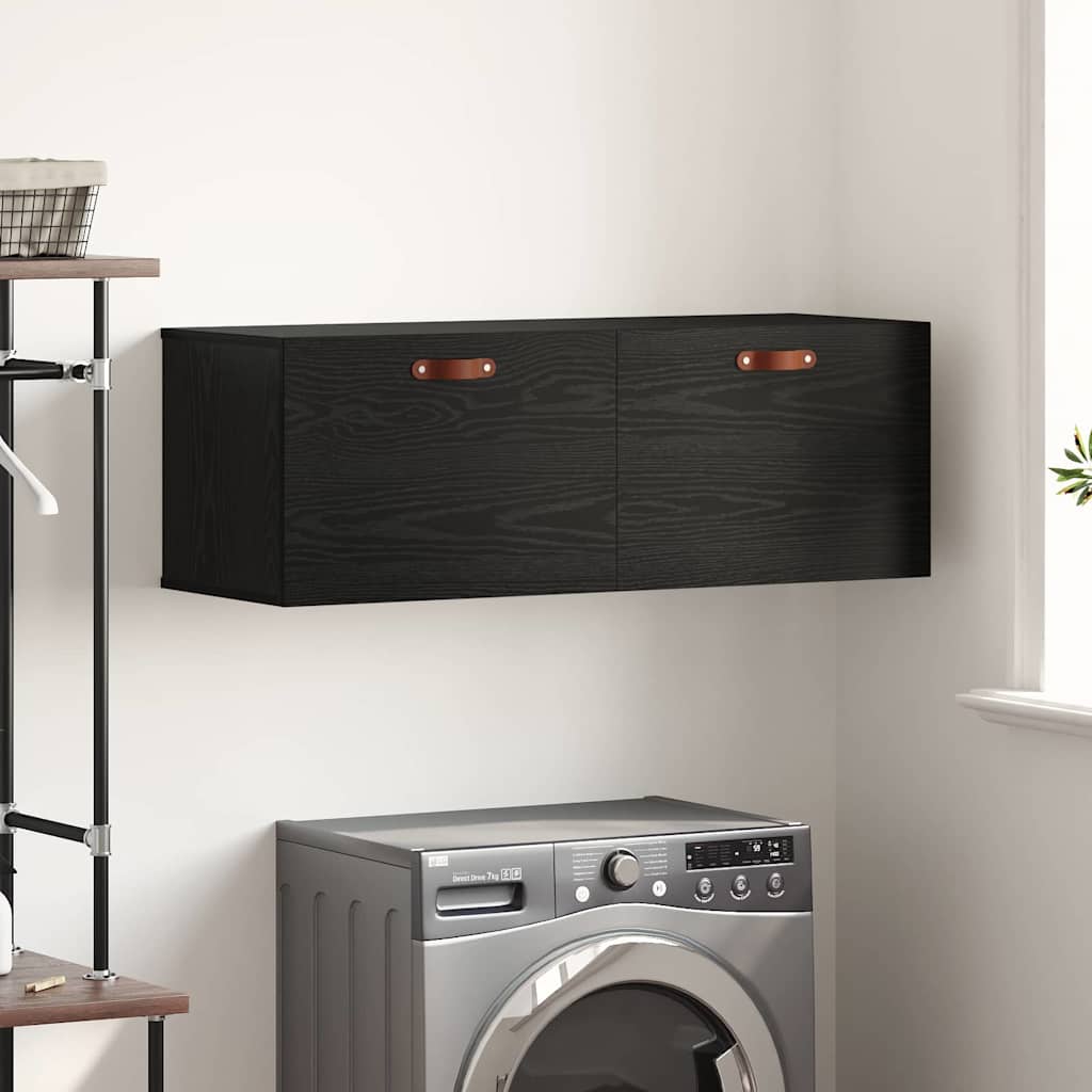 Vegghengt Skap Svart Eik 100 X 36,5 X 35 Cm Konstruert Tre