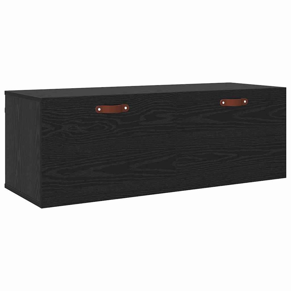 Vegghengt Skap Svart Eik 100 X 36,5 X 35 Cm Konstruert Tre