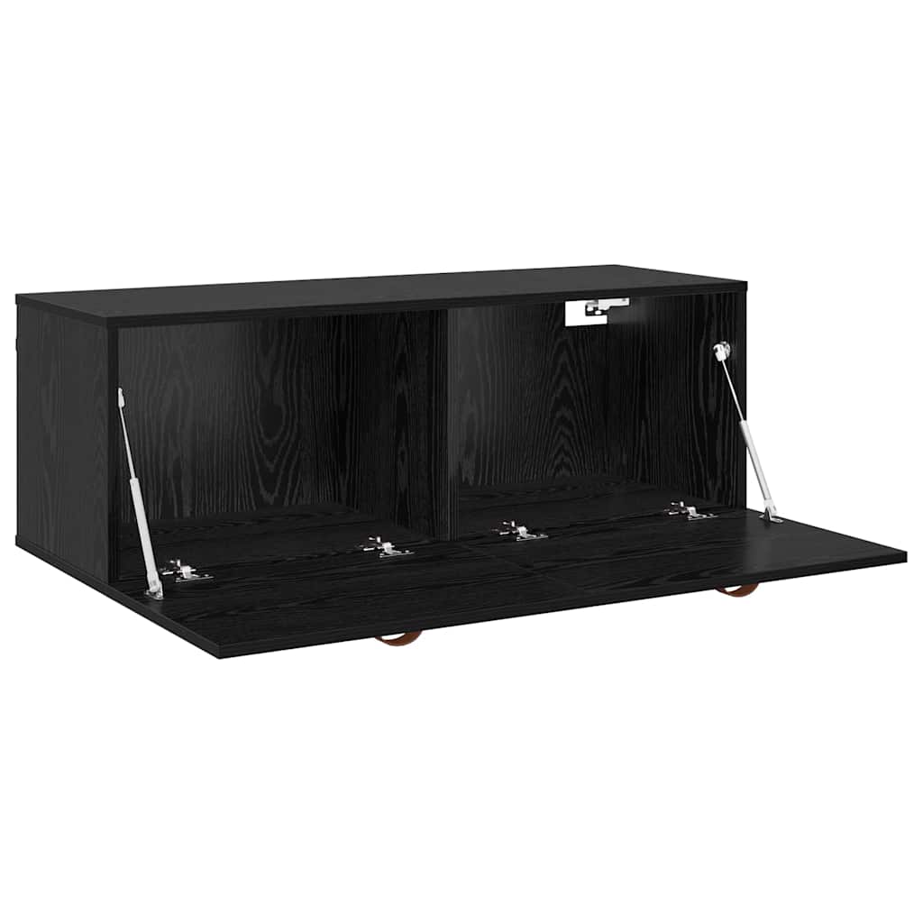 Vegghengt Skap Svart Eik 100 X 36,5 X 35 Cm Konstruert Tre