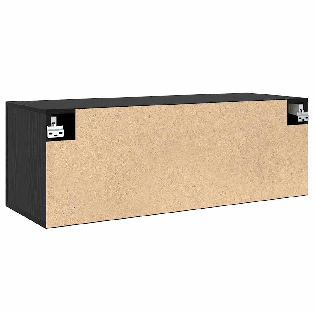 Vegghengt Skap Svart Eik 100 X 36,5 X 35 Cm Konstruert Tre