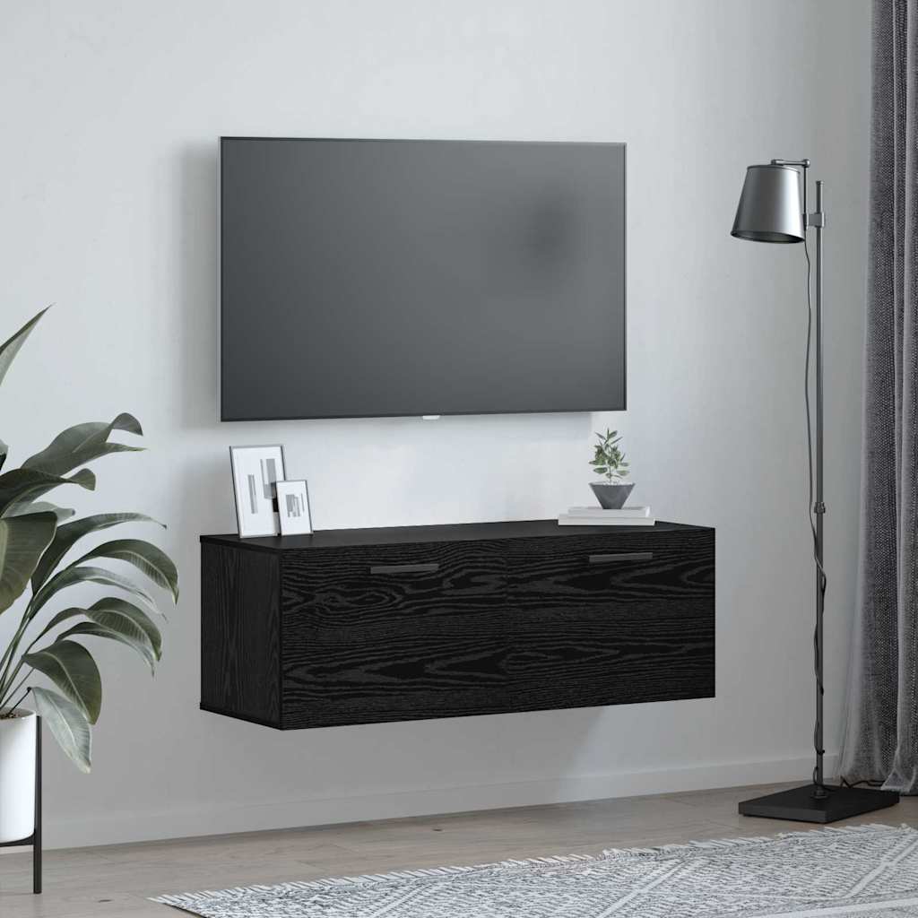 Veggskap Svart Eik 100 X 36.5 X 35 Cm Konstruert Tre