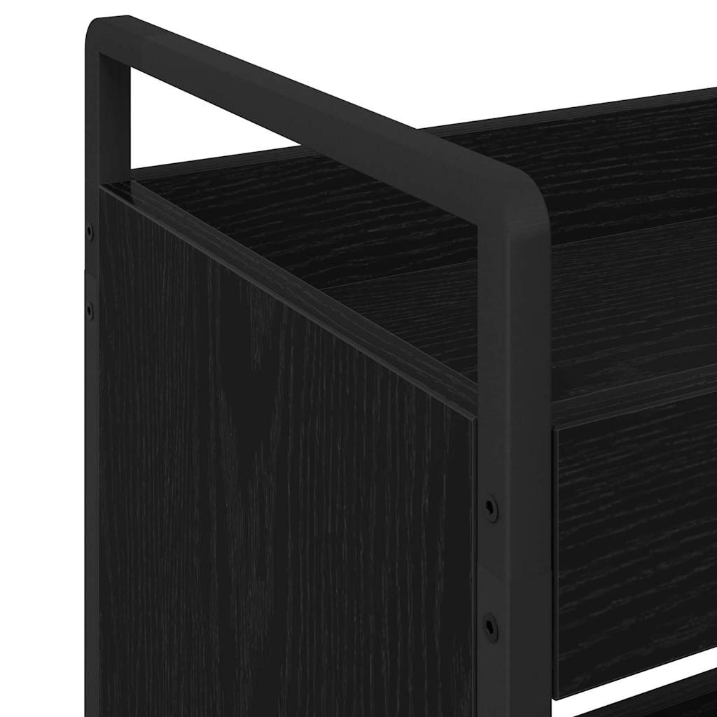 Kjøkkenvogn Svart Eik 70 X 30 X 82 Cm Konstruert Tre