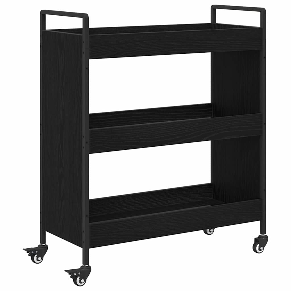 Kjøkkenvogn Svart Eik 70 X 30 X 82 Cm Konstruert Tre