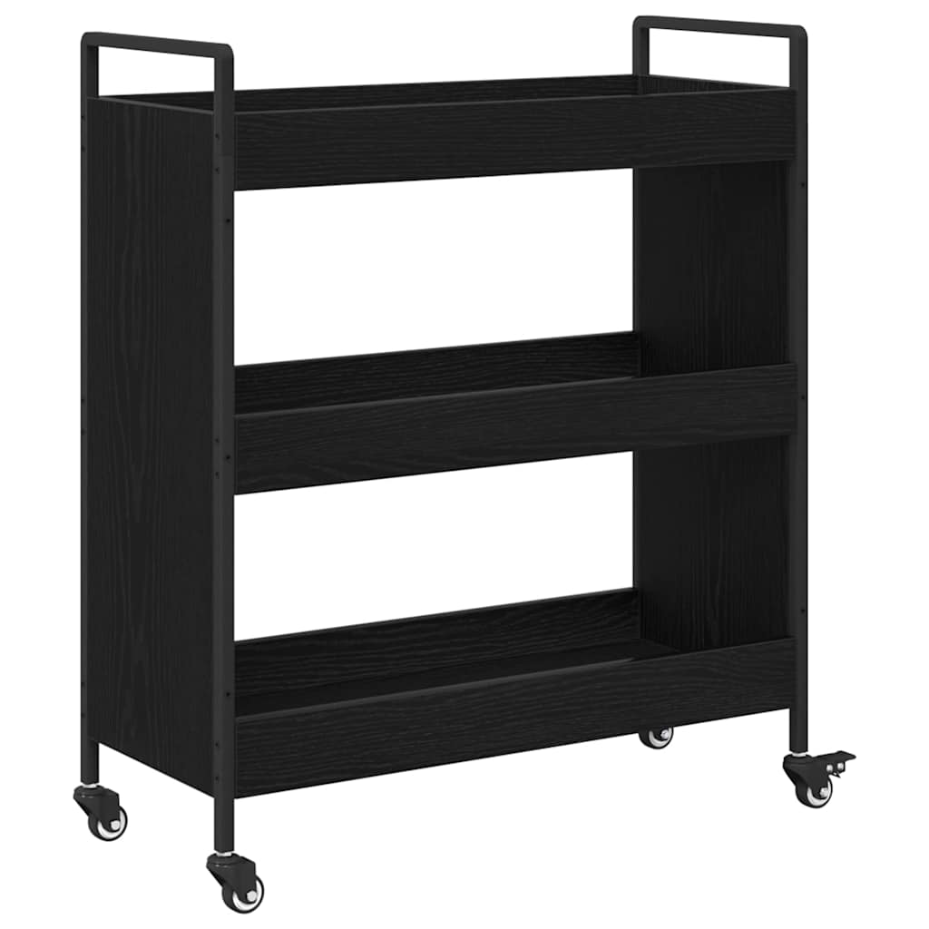 Kjøkkenvogn Svart Eik 70 X 30 X 82 Cm Konstruert Tre