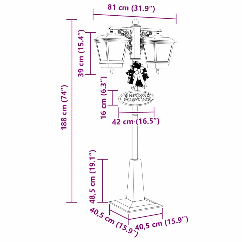 Julegatelampe Med 2 Lanternene Rød 40,5 X 80 X 188 Cm Plast